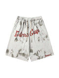 Men'S Washed Distressed Graffiti Letter Print Shorts