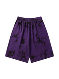 Men'S Washed Distressed Graffiti Letter Print Shorts