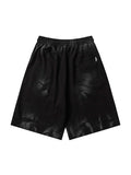 Men'S Washed Distressed Graffiti Letter Print Shorts