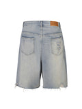 Men'S Washed Distressed Rhinestones Ripped Denim Shorts