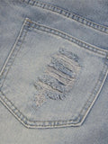 Men'S Washed Distressed Rhinestones Ripped Denim Shorts