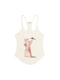 Schmal geschnittenes Tanktop mit Katzen-Fun-Print