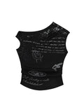 Asymmetrisches, lässiges Tanktop mit Graffiti-Print