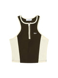 Retro Sports Style Contrasting Color Stitching Tank Top