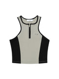 Retro Sports Style Contrasting Color Stitching Tank Top