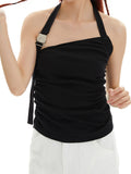 Asymmetrical Backless Slim Halter Vest