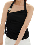 Asymmetrical Backless Slim Halter Vest