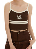 College Style Contrast Color Striped Short Cami Top