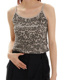 Letter Print Slim Fit Leopard Cami Top