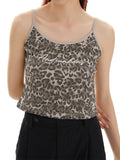 Letter Print Slim Fit Leopard Cami Top