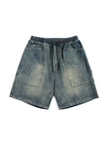 Men'S Retro Simple Washed Loose Wide Leg Shorts