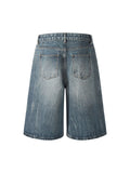 Short en denim ample délavé vintage pour hommes