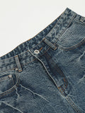 Short en denim ample délavé vintage pour hommes