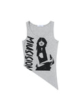 Letter Print Irregular Crewneck Tank Top