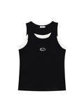 Contrast Color Stitching Fake Two Pieces Tank Top