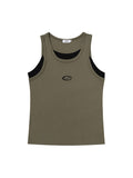 Contrast Color Stitching Fake Two Pieces Tank Top