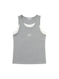 Contrast Color Stitching Fake Two Pieces Tank Top