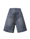 Short en denim ample droit délavé vintage pour hommes