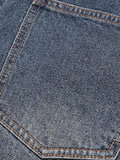 Short en denim ample droit délavé vintage pour hommes