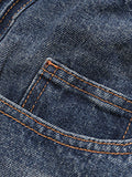 Short en denim ample droit délavé vintage pour hommes