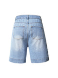 Short en denim ample droit délavé vintage pour hommes