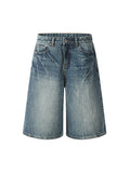 Lässige, gerade, lockere Jeansshorts für Herren