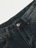 Short bleu ample droit en denim pour hommes