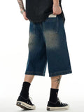 Men'S Denim Straight Loose Blue Shorts