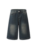 Short bleu ample droit en denim pour hommes