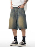 Einfache Shorts aus gewaschenem Distressed-Denim für Herren