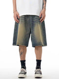 Einfache Shorts aus gewaschenem Distressed-Denim für Herren