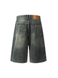 Lockere, weit geschnittene Shorts aus gewaschenem Distressed-Denim für Herren