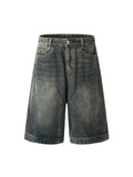 Lockere, weit geschnittene Shorts aus gewaschenem Distressed-Denim für Herren