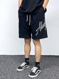 Men'S Loose Straight Casual Embroidered Letter Shorts