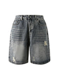 Men'S Distressed Straight Denim Shorts