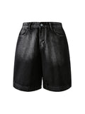 Men'S Loose Straight Flip Pocket Denim Shorts