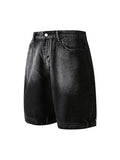 Men'S Loose Straight Flip Pocket Denim Shorts