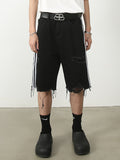 Men'S Ripped Loose Black Denim Shorts