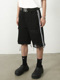 Men'S Ripped Loose Black Denim Shorts