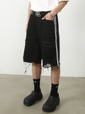 Men'S Ripped Loose Black Denim Shorts