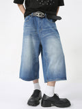 Men'S Retro Casual Straight Loose Wide Leg Shorts