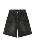 Men'S Big Pocket Loose Denim Cargo Shorts