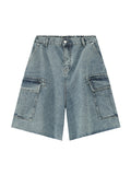 Men'S Big Pocket Loose Denim Cargo Shorts