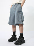 Men'S Big Pocket Loose Denim Cargo Shorts