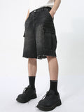 Men'S Big Pocket Loose Denim Cargo Shorts