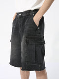 Men'S Big Pocket Loose Denim Cargo Shorts