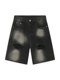 Men'S Raw Edge Ripped Loose Denim Shorts