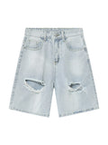 Men'S Raw Edge Ripped Loose Denim Shorts