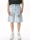 Men'S Raw Edge Ripped Loose Denim Shorts