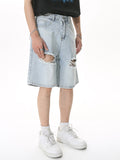 Men'S Raw Edge Ripped Loose Denim Shorts